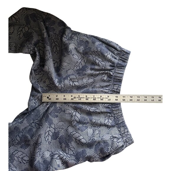 Lands End Sport Knit Straight Leg Pants S  Blue Leaf Pattern Elastic Waist - Picture 7 of 8